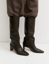 Knee-High Leather Look Heeled Boots