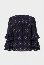 Navy Dot Tiered Sleeve Blouse