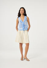Blue Ruffle Front Sleeveless Top