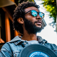 Black Round Frame Mirrored Sunglasses