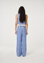 Blue Checkered Fringe Top