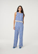 Blue Checkered Fringe Top