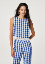 Blue Checkered Fringe Top
