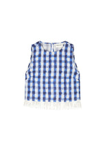 Blue Checkered Fringe Top
