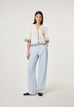 Embroidered Button Front Blouse