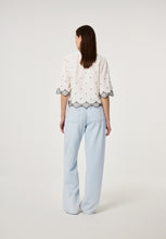 Embroidered Button Front Blouse