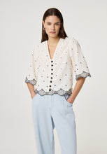 Embroidered Button Front Blouse