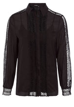 Blouse with Lace Trims - Black