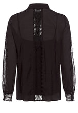Blouse with Lace Trims - Black