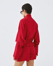 Red Drawstring Zip Jacket