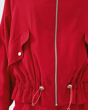 Red Drawstring Zip Jacket