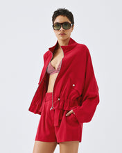 Red Drawstring Zip Jacket