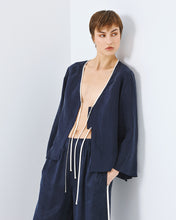 Navy Tie-Front Blouse