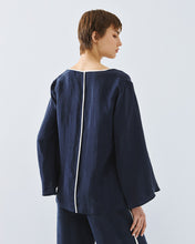 Navy Tie-Front Blouse