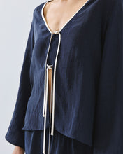 Navy Tie-Front Blouse