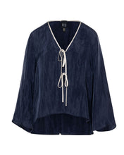 Navy Tie-Front Blouse