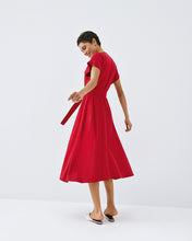 Red Belted Midi Dress