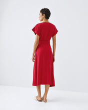 Red Belted Midi Dress