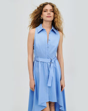 High-Low Belted Dress - Blue