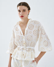 Ivory Broderie Tie-Waist Blouse