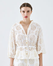 Ivory Broderie Tie-Waist Blouse