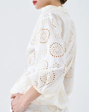 Ivory Broderie Tie-Waist Blouse