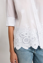 Shirt Blouse in Embroidered Cotton - White