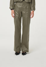 Khaki Faux Leather Trousers