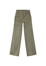 Khaki Faux Leather Trousers
