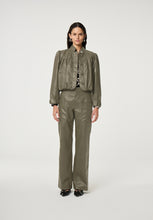 Khaki Faux Leather Trousers