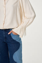 Ivory Pearl Cuff Blouse