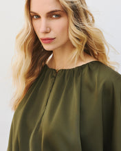 Olive Satin Drape Blouse