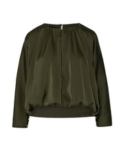 Olive Satin Drape Blouse