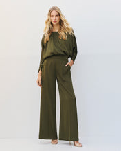 Olive Satin Wide Leg Trousers