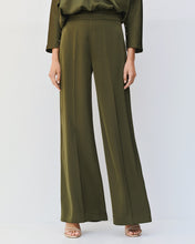 Olive Satin Wide Leg Trousers