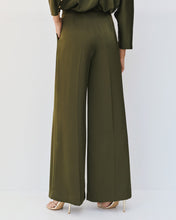 Olive Satin Wide Leg Trousers