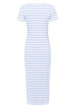 Jersey T-shirt Dress - White & Blue