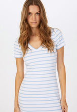 Jersey T-shirt Dress - White & Blue