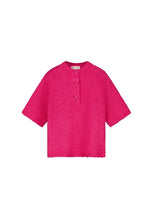 Bright Pink Short-Sleeve Knit Cardigan