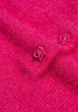 Bright Pink Short-Sleeve Knit Cardigan
