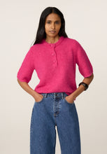 Bright Pink Short-Sleeve Knit Cardigan