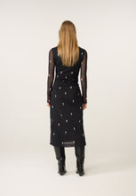 Black Embellished Mesh Midi Dress