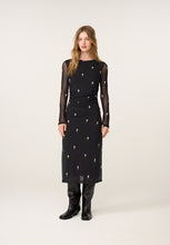 Black Embellished Mesh Midi Dress