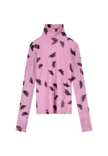 Pink Abstract Print Roll Neck Top