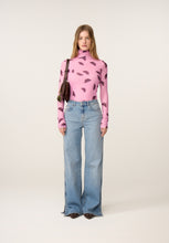 Pink Abstract Print Roll Neck Top