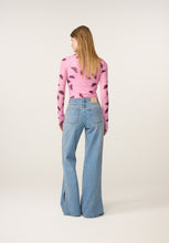 Pink Abstract Print Roll Neck Top