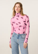 Pink Abstract Print Roll Neck Top