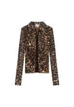 Animal Print Ruched Mesh Shirt