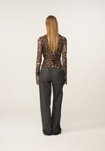 Animal Print Ruched Mesh Shirt