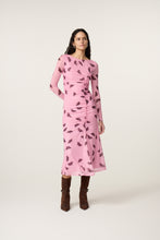 Pink Printed Ruched Midi Dress